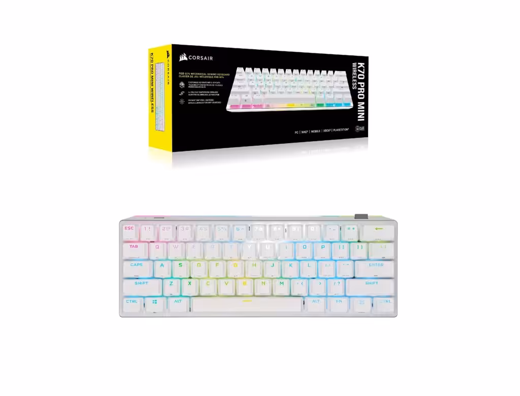 خرید کیبورد گیمینگ کورسیر Corsair K70 PRO MINI WIRELESS RGB White با بهترین قیمت