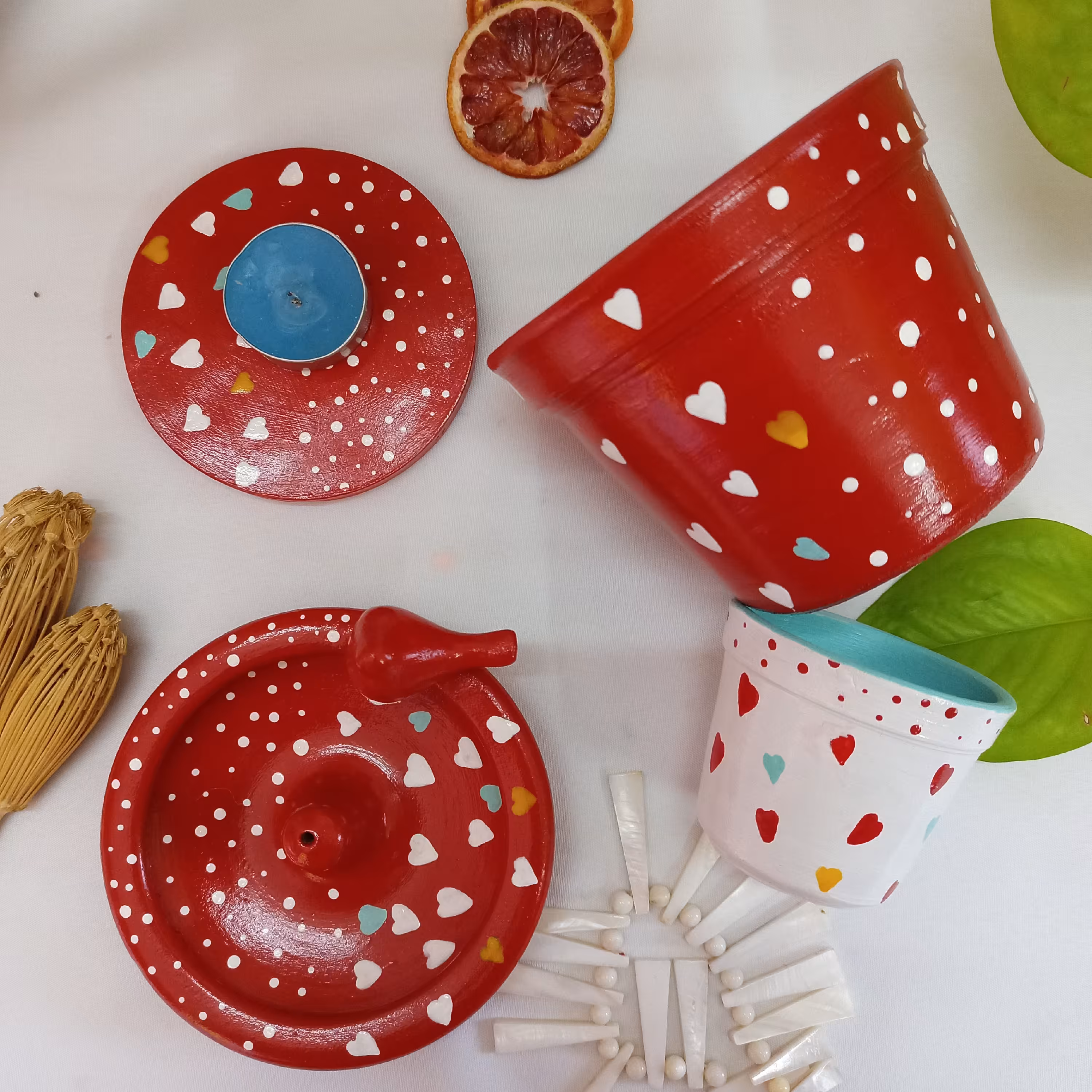 مجموعه سفالی قلب سفید استودیو عَطرین 