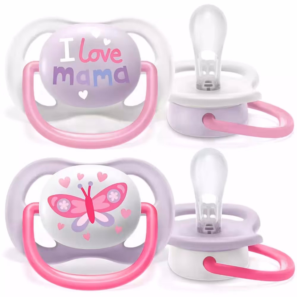 پستانک 0-6 ماه ultra air فیلیپس اونت Philips Avent بسته دو عددی طرح i love mama