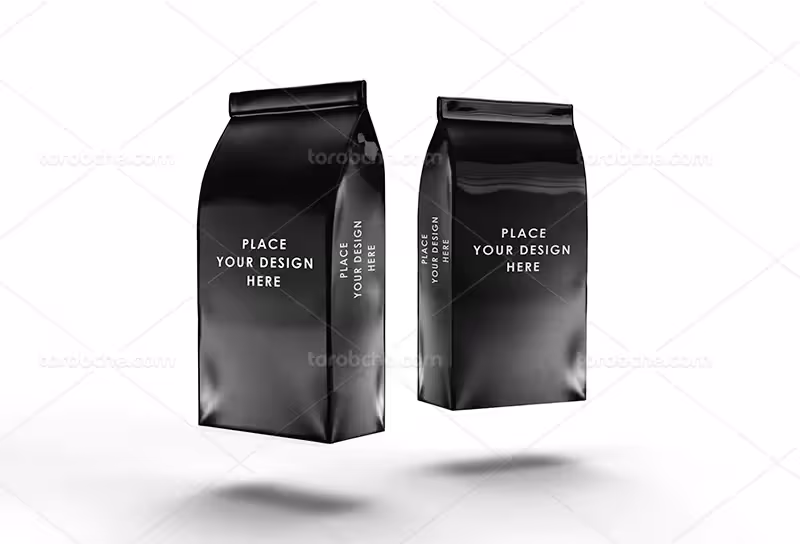 موکاپ کیسه فویلی قهوه | گرافیک با طعم تربچه