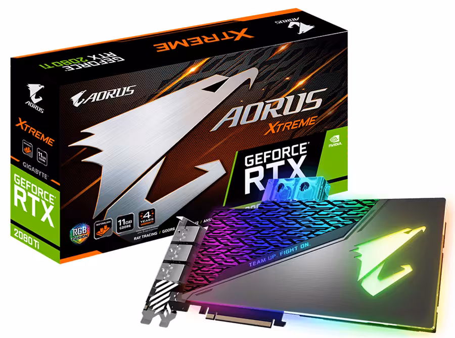 کارت گرافیک گیگابایت مدل AORUS GeForce RTX 2080 Ti XTREME WATERFORCE WB  با حافظه 11 گیگابایت