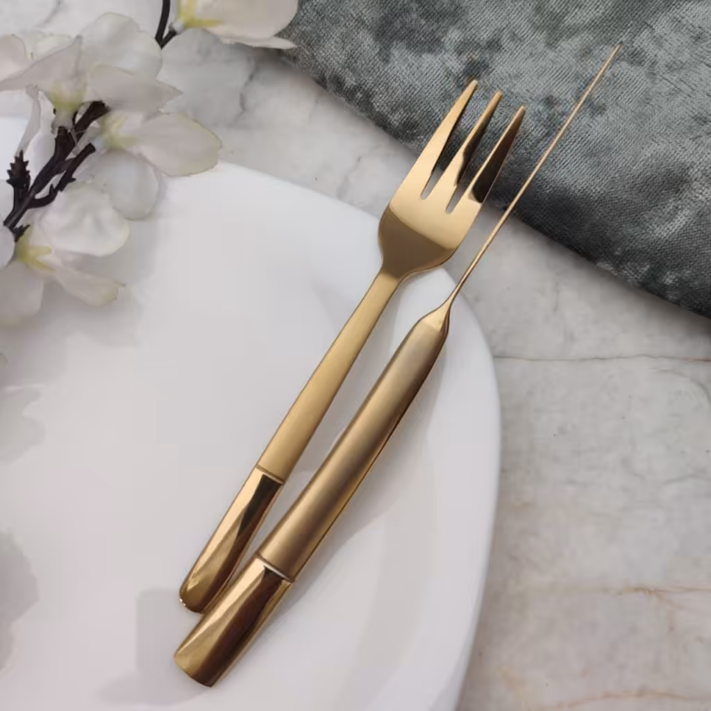 ست 12پارچه کارد وچنگال میوه خوری (3 بعدی) 633s طلایی