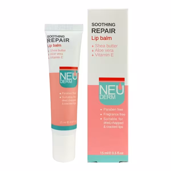 بالم لب حاوی شی باتر و ویتامین ای نئودرم
Neuderm Soothing Lip Balm