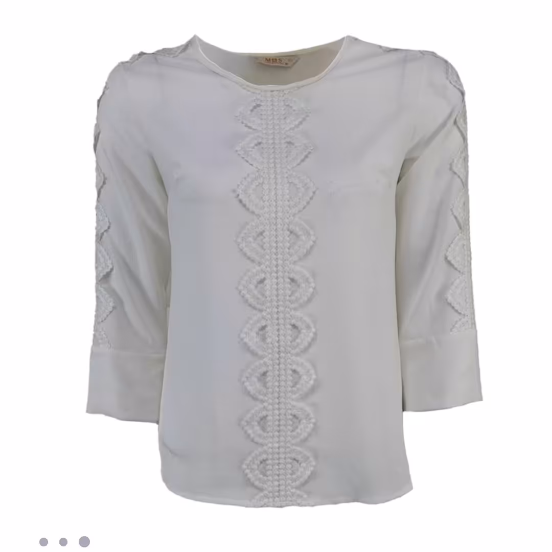 تخفیف ویژه بلوز زنانه سفید گیپور دو سایزی m ارسال رایگان