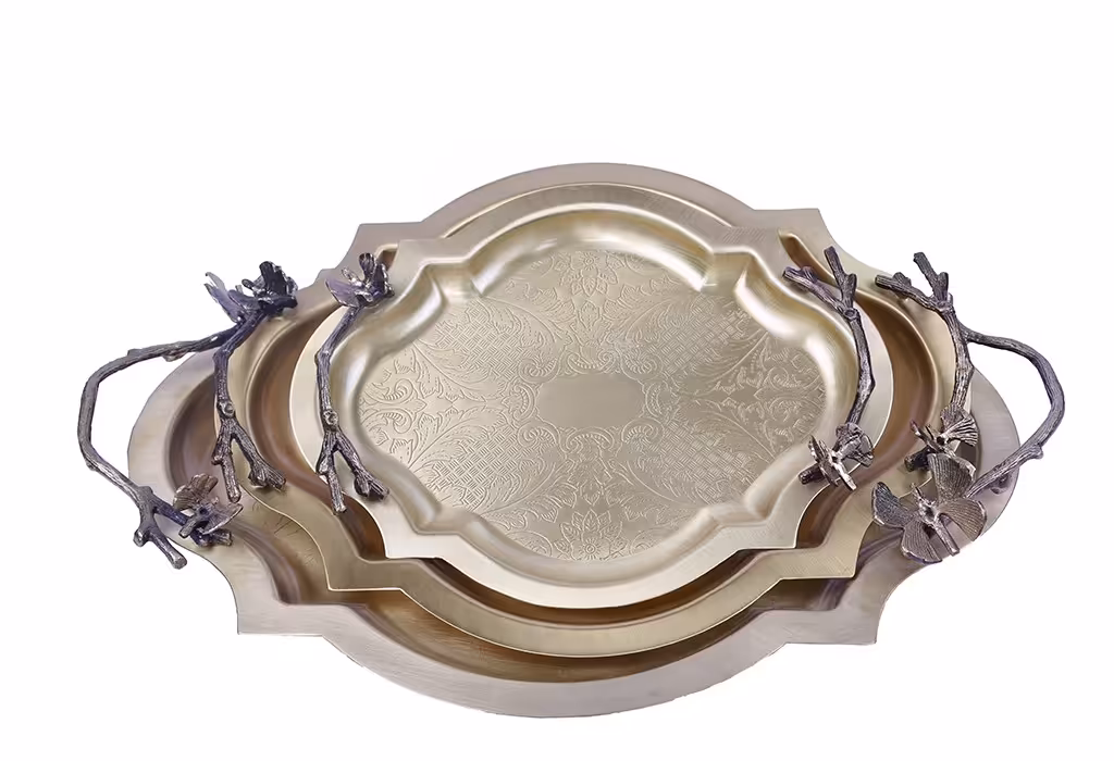 سینی برنجی سالی نوطرح پروانه