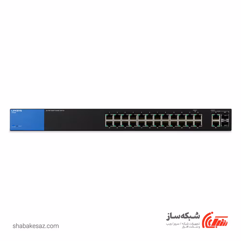 قیمت و خرید سوییچ لینکسیس Linksys LGS326 وب اسمارت رکمونت 24 پورت گیگابیت با 2 پورت گیگابیت و 2 پورت SFP - شبکه ساز