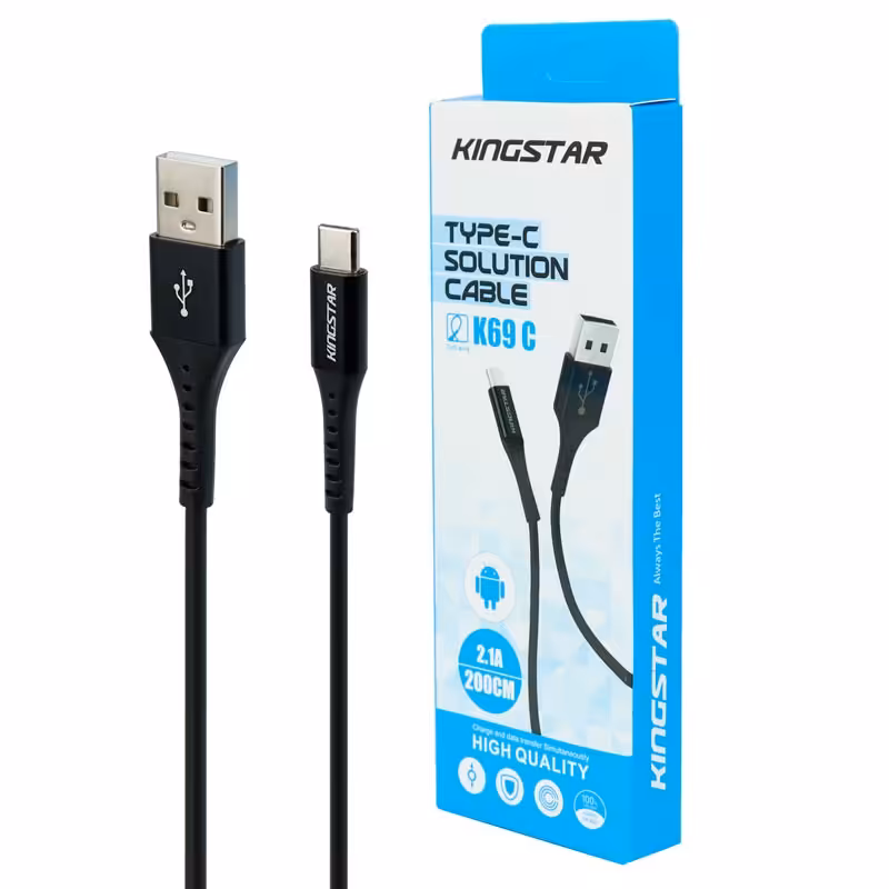 کابل شارژ و  تبدیل USB به USB-C کینگ استار  مدل k69c  طول 2 متر