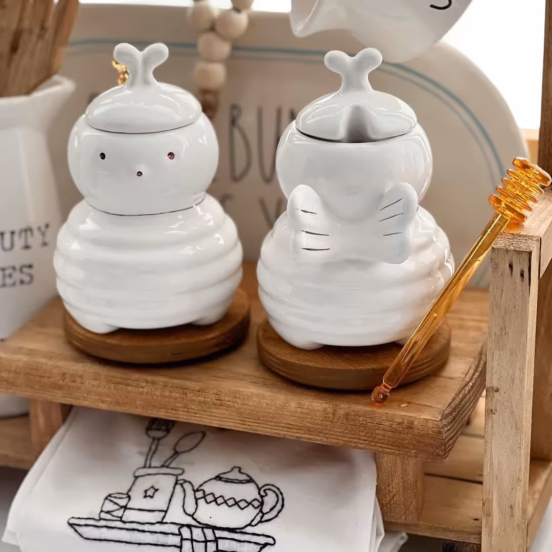 عسل خوری سرامیکی با قاشق