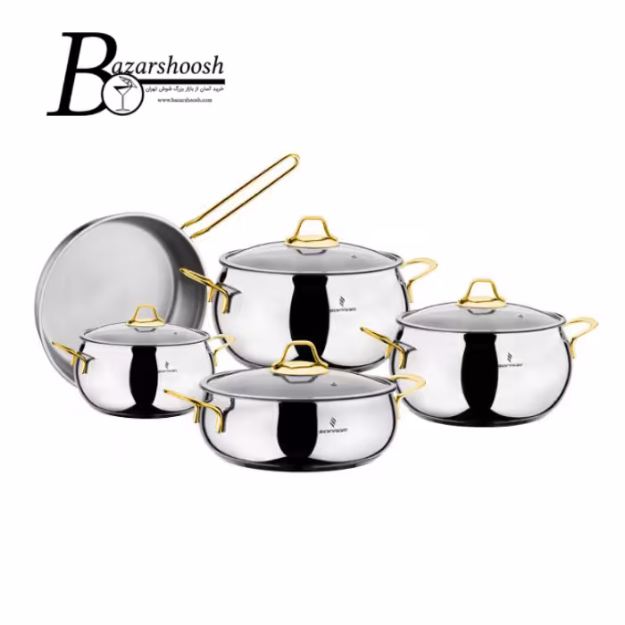 سرویس قابلمه استیل 9پارچه سوفرام مدل لونا طلایی