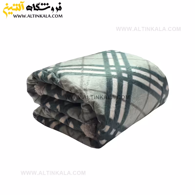 پتو گوسفندی نوجوان دولایه سایز 120×150 طرح چهارخانه سبز