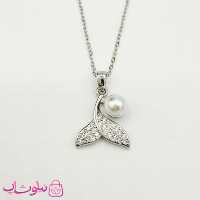 گردنبند دخترانه مدل دم وال نقره ای کد 1088