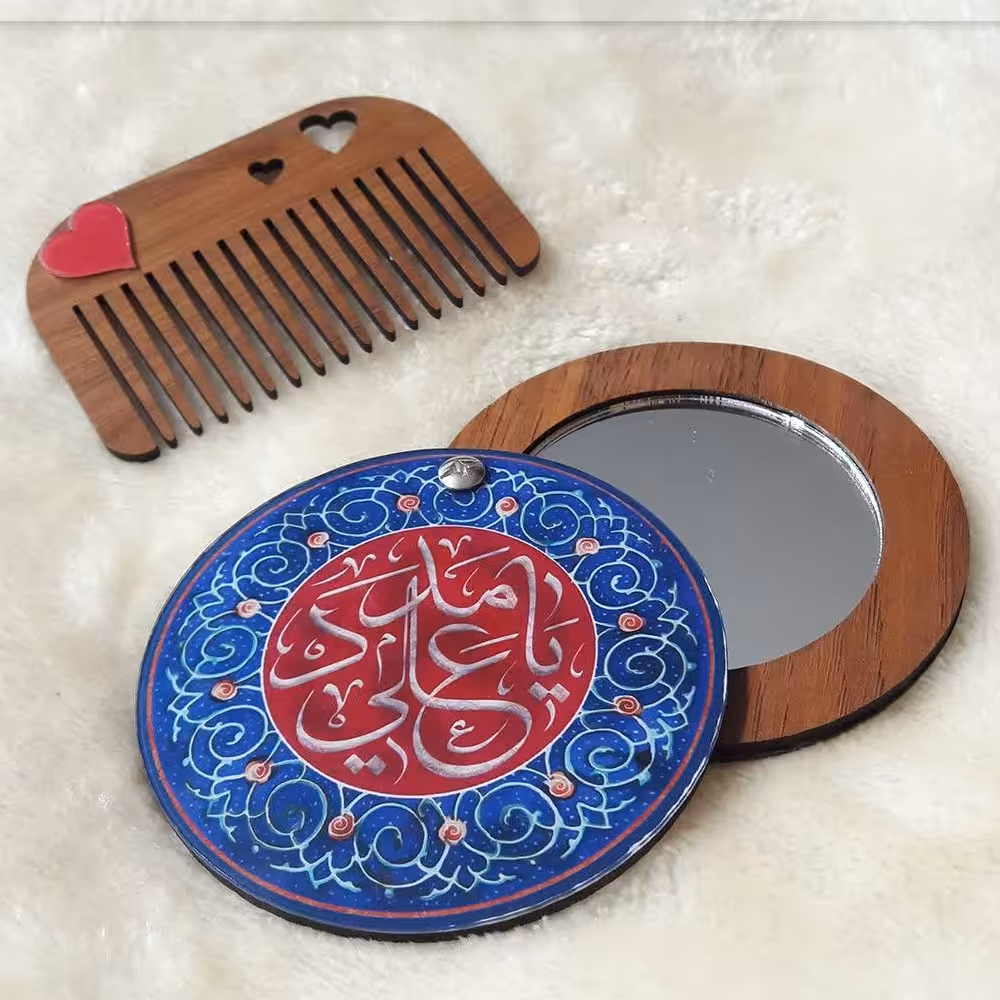 شانه و آینه سنتی چوبی