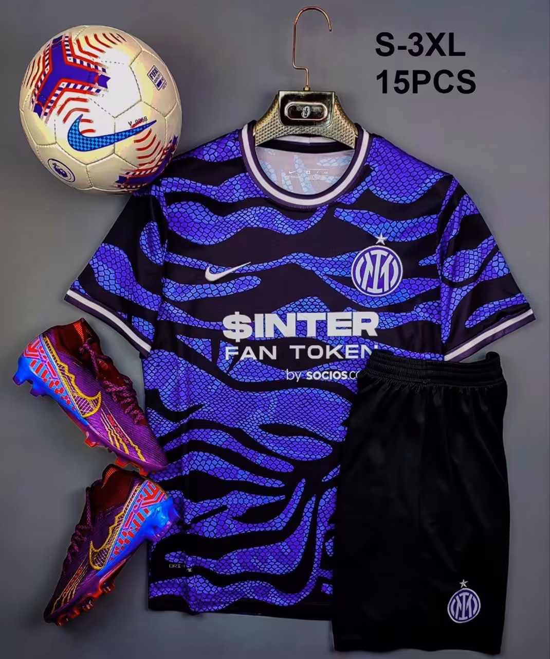 کیت اینتر میلان کانسپت پوست ماری آبی (پیراهن شورت) ورژن هواداری