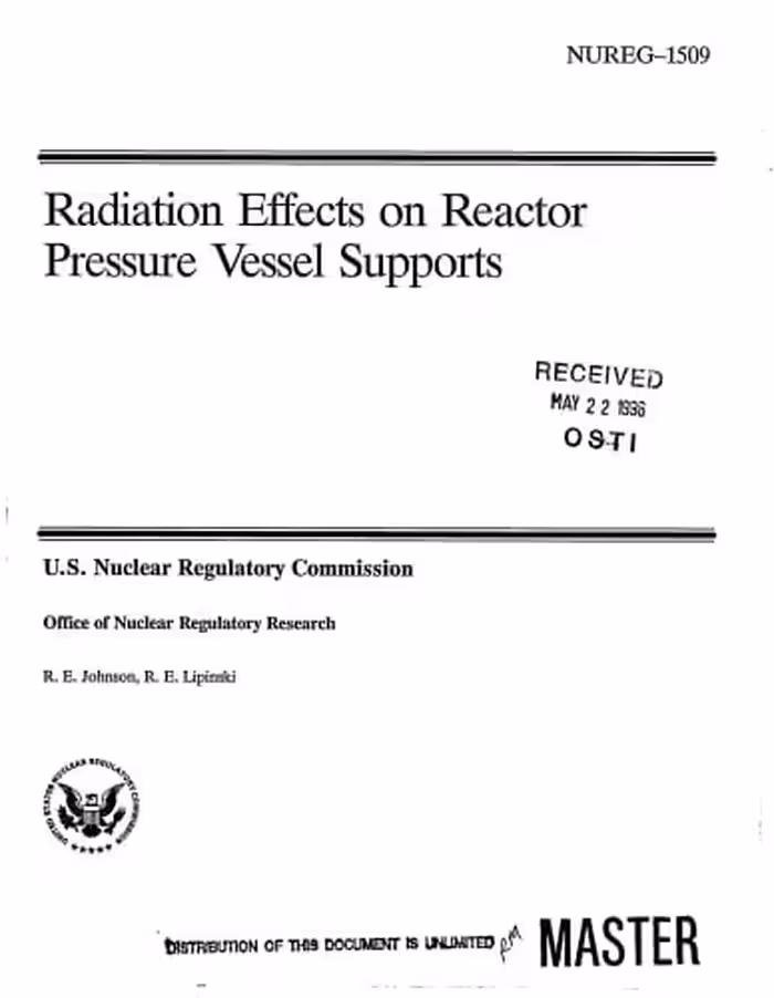 󾕇 دانلود کتاب Radiation Effects On Reactor Pressure Vessel Supports, 1996 - دانلود کتاب های دانشگاهی