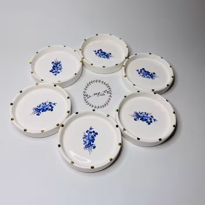 ست هفت  سین و مزه خوری 7 تکه  سرامیکی  طرح لاجورد