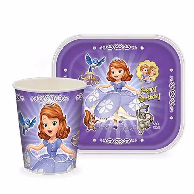 پیش دستی و لیوان تم تولد سوفیا | 12 عددی