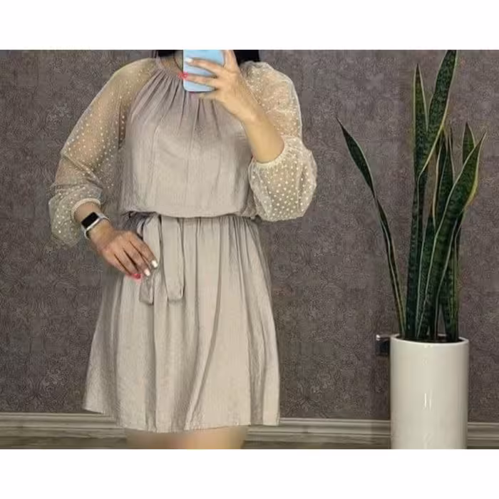 پیراهن کوتاه آستین تور ابروبادی ترک 