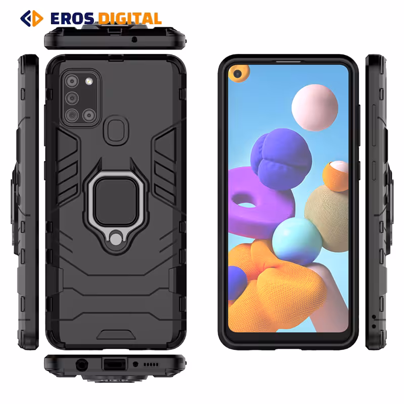 قاب محافظ ضد ضربه انگشتی سامسونگ Samsung Galaxy A21s - آبی کاربنی