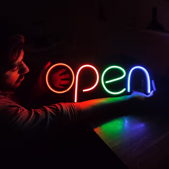 تابلو نئون طرح اوپن Open سایز  50 در 20 با 3سال ضمانت 