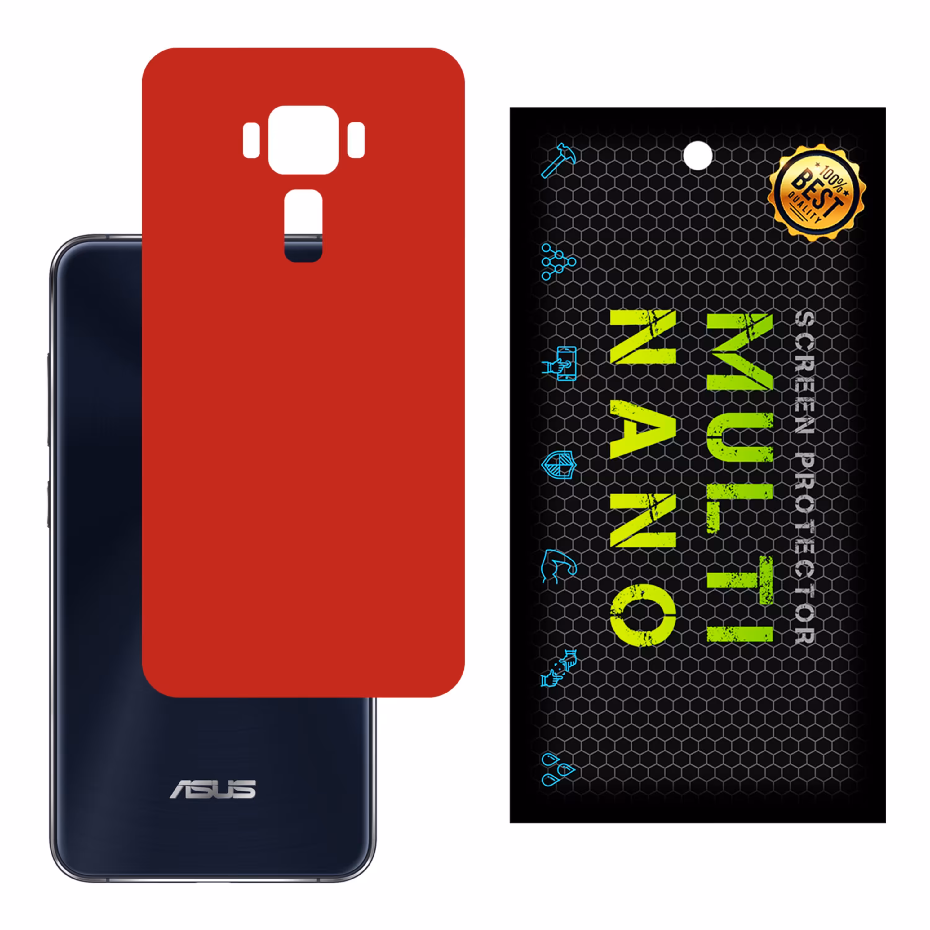 برچسب پوششی MultiNano مدل X-F1M-Red برای پشت موبایل ایسوس Zenfone 3 Deluxe  5-5