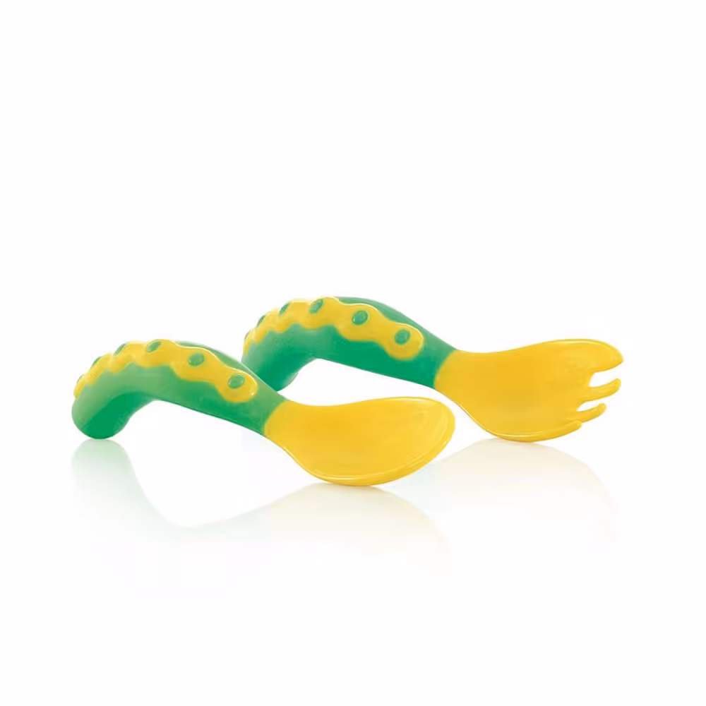 قاشق و چنگال آموزشی 9  ماه نابی NUBY زرد-سبز