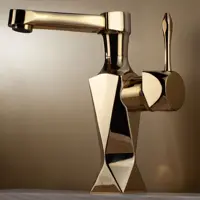 شیر روشویی کوتاه با آبریز سانیا مدل الماس طلایی