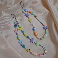 فون چارم یا آویز گوشی رنگارنگ ساخته شده با مهره و مرواریدهای پلاستیکی