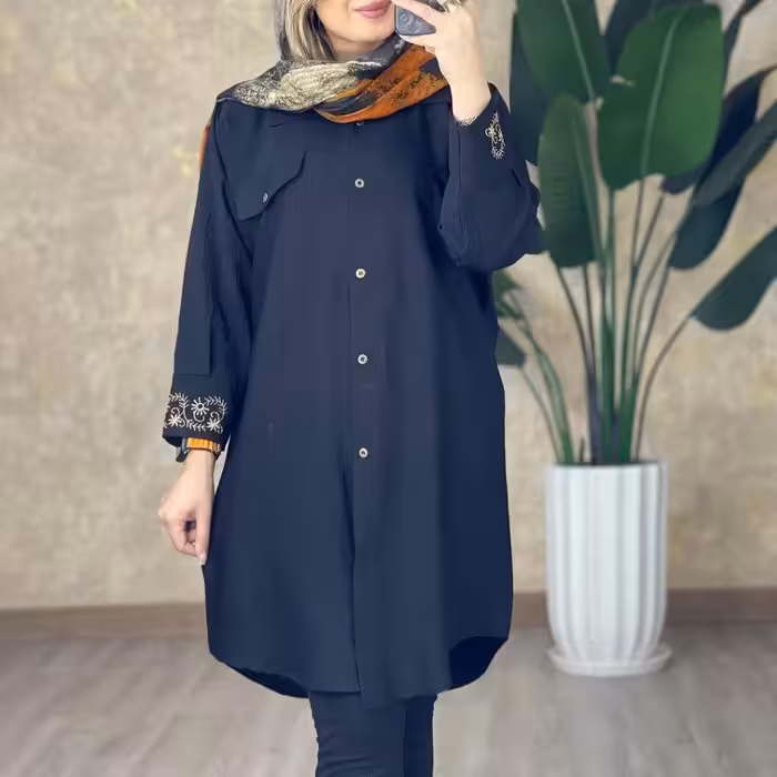 مانتو محرمی گلدوزی شده جنس کرپ کوپا