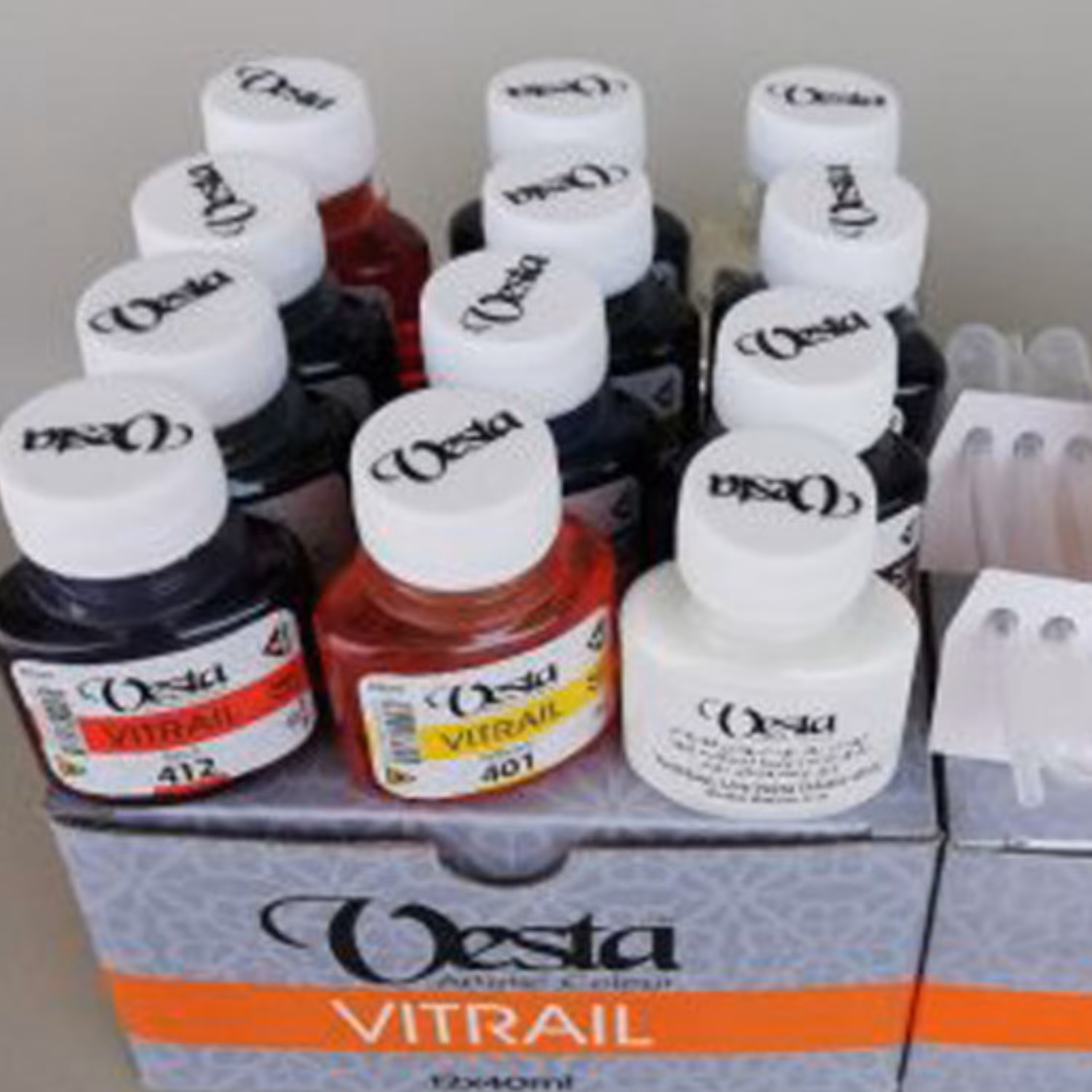 رنگ ویترای 40 میل بسته ی 12 رنگ Vitrail vestaوستا Vesta