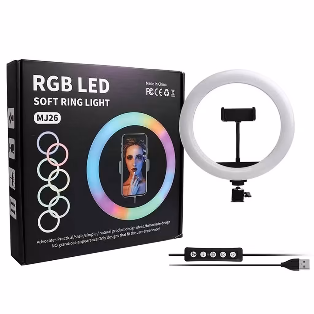 رینگ لایت LED Ring Light M J 26 R G B فاقد پایه