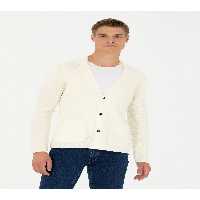 ژاکت جلو باز سفید مردانه SLIM FIT V YAKA اورجینال کاشارل Cacharel