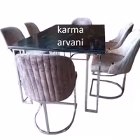 میز ناهار خوری استیل 6 نفره مدل کنزو  نقره ای طوسی  ارسال راااااااااااایگان برند کارما