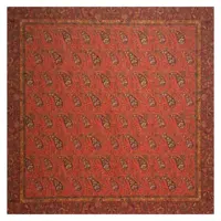 رومیزی ترمه مربع ابریشم  کد TRM65 رنگ قرمز آستر زرشکی