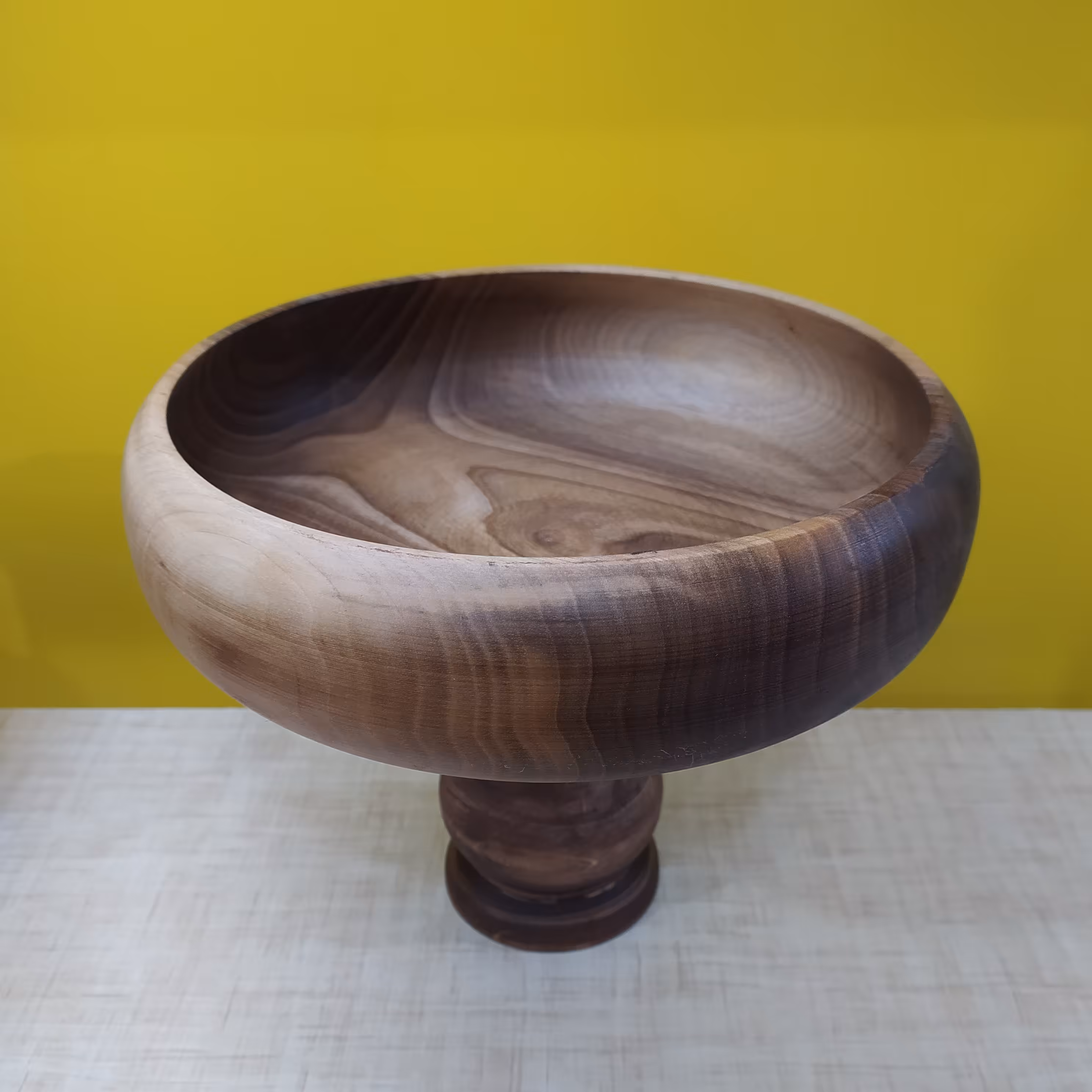 کاسه پایه دار آجیل خوری چوب گردو قطر 25 سانت 