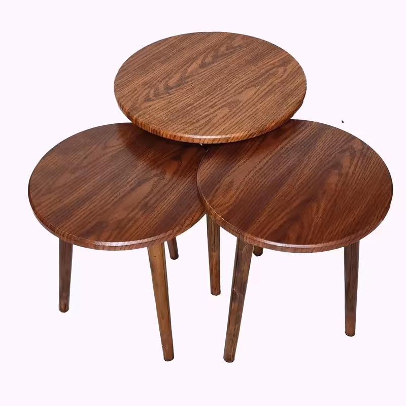 میز عسلی مدل کارن رنگ قهوه ای مجموعه 3 عددی