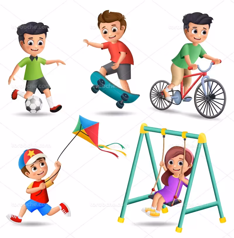 وکتور کاراکتر کودکان در حال بازی | گرافیک با طعم تربچه