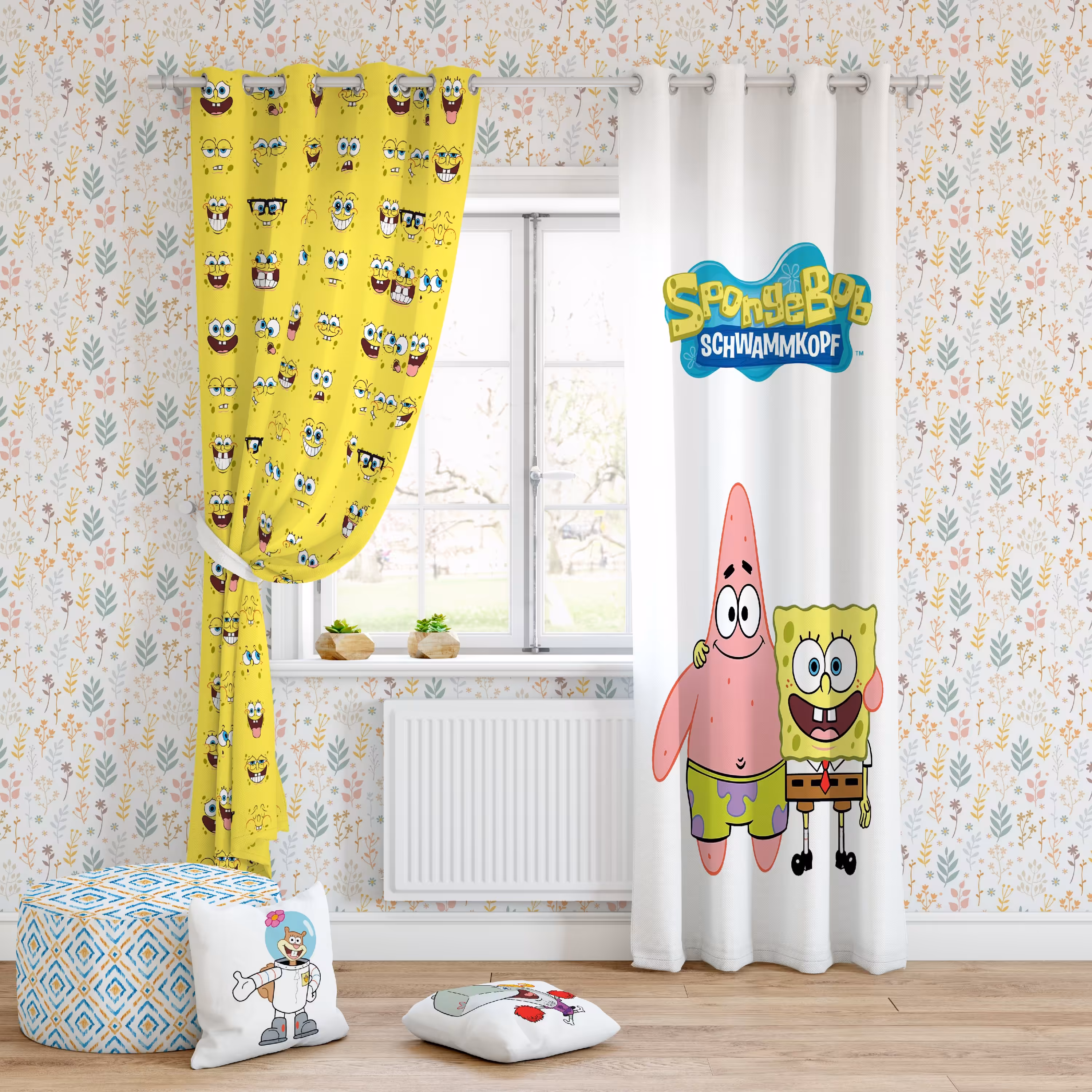 پرده پنلی اتاق خواب مدل باب اسفنجی