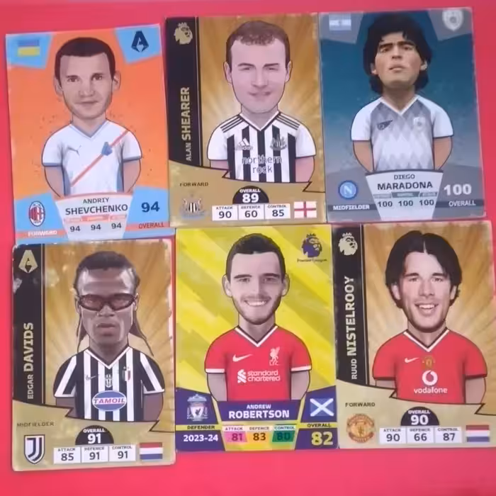 6عدد کارت کیمدی شوچنکو،شیرر،ادگار داویدز،رابرتسون،نیستلروی،مارادونا