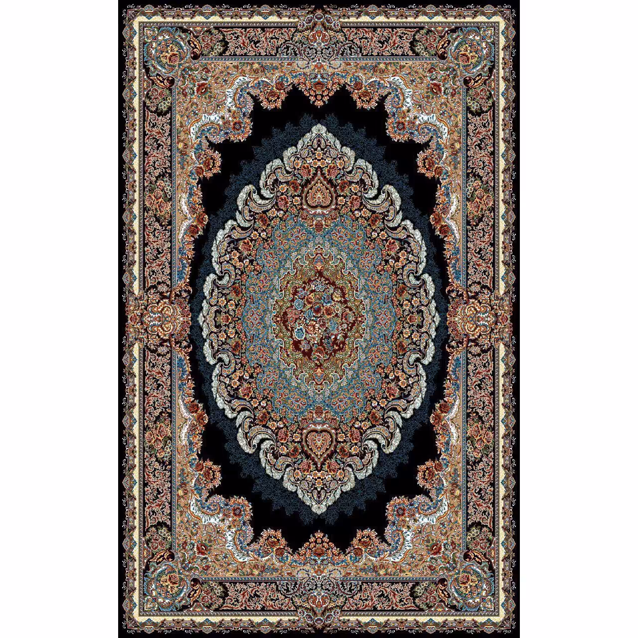 فرش طرح آریا سرمه ای رنگ 700 شانه 12 متری