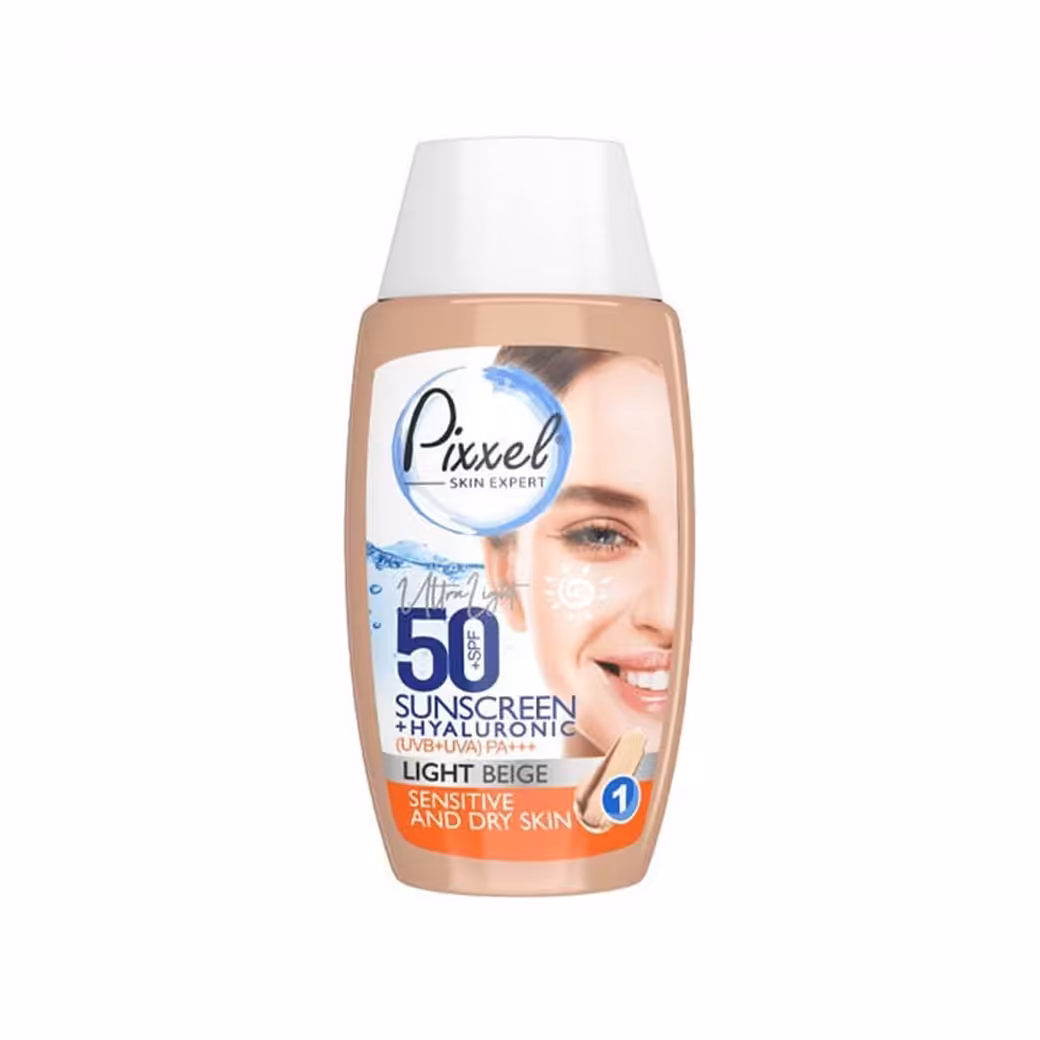کرم ضد آفتاب پیکسل رنگی مناسب پوست خشک و حساس SPF50 حجم 50 میل
