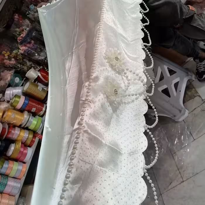 سفره قندساب ساتن مناسب عقد و محضر (مروارید آویز دار) 