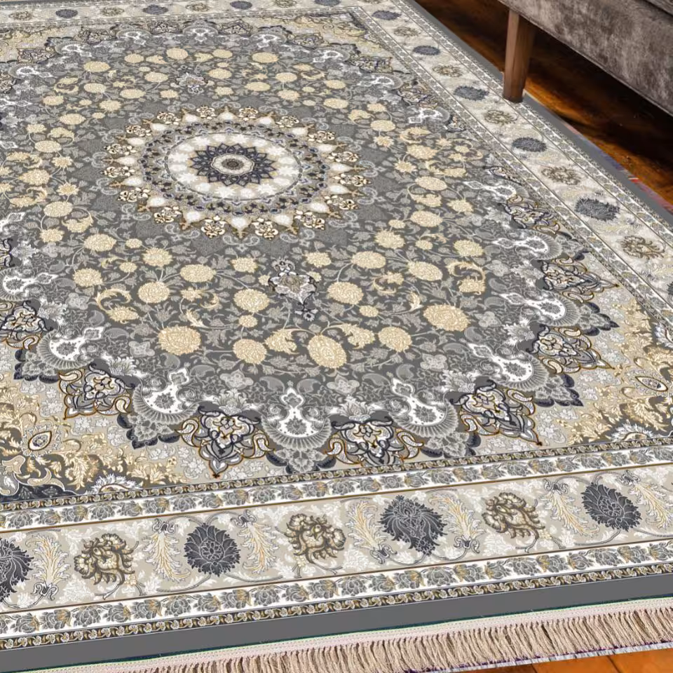 فرش 700 شانه گل برجسته نایین سیلور