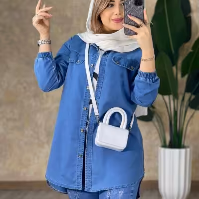 مانتو اسپرت زنانه مدل جین بغل زیپ