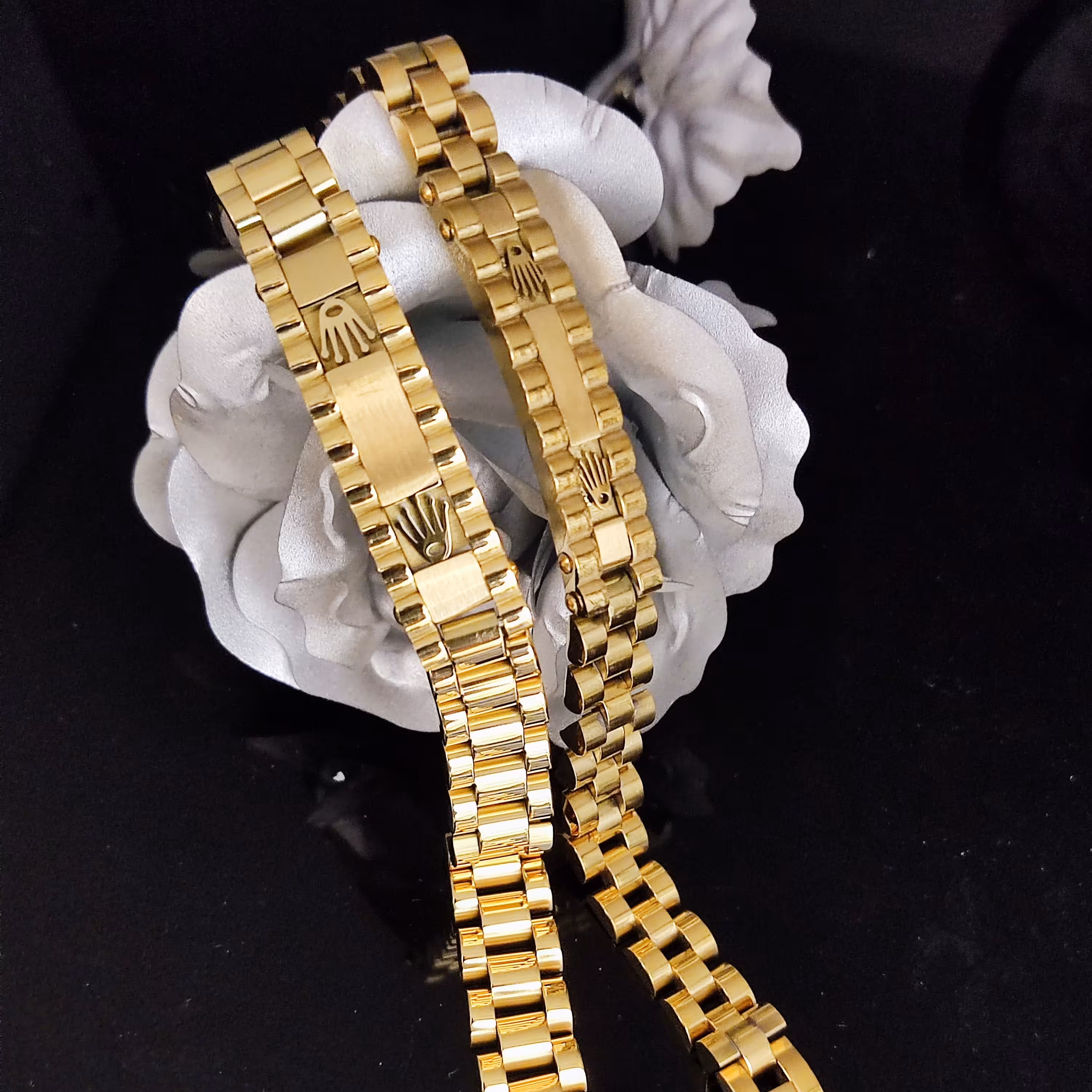 ست دستبند رولکس پلاک دار طلایی،دستبند رولکس ست،دستبند ست رولکس،دستبند ولنتاین رولکس،ست زوجی دستبند 