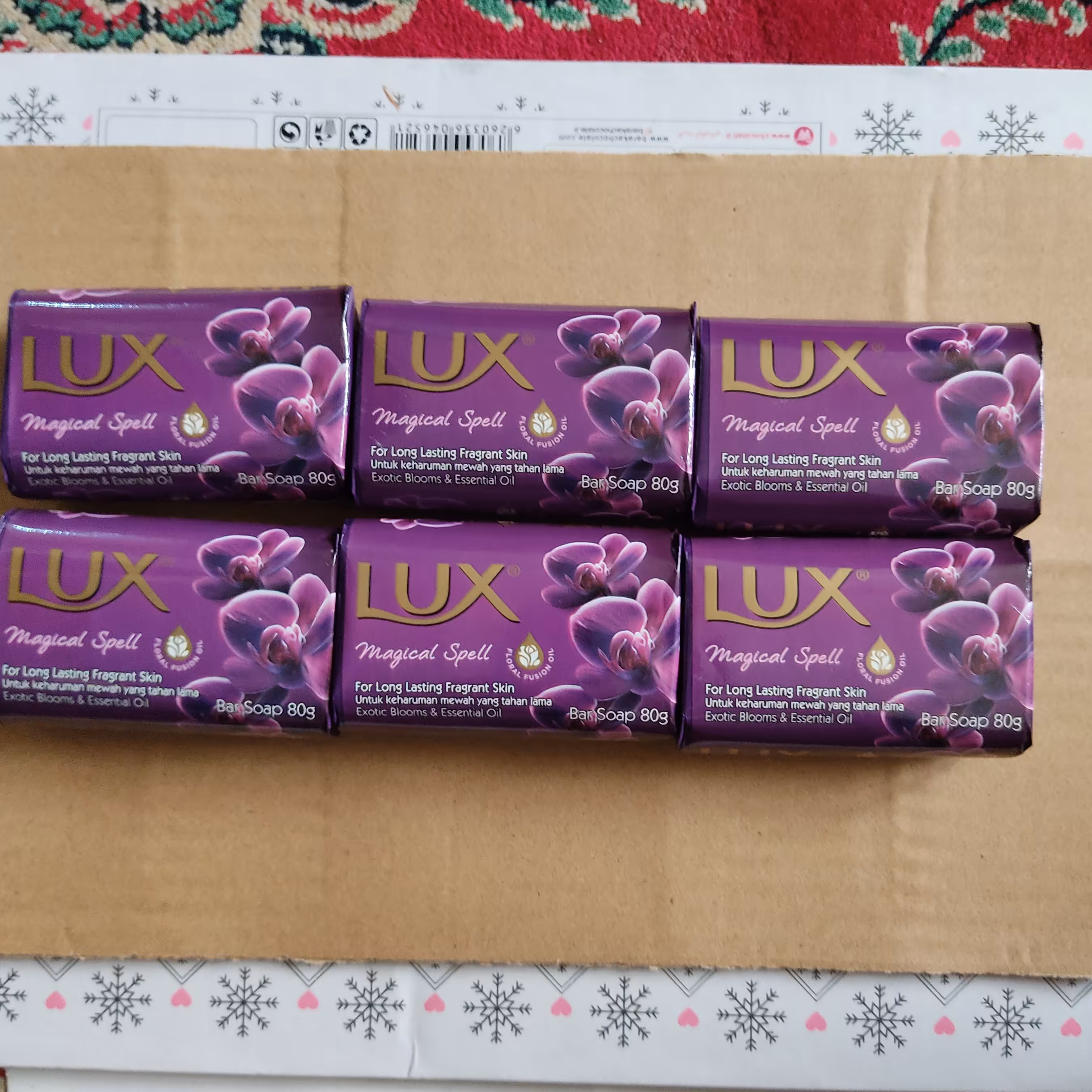 صابون لوکس 6 عددی خارجی اندونزی شکوفه های گل های بنفش
