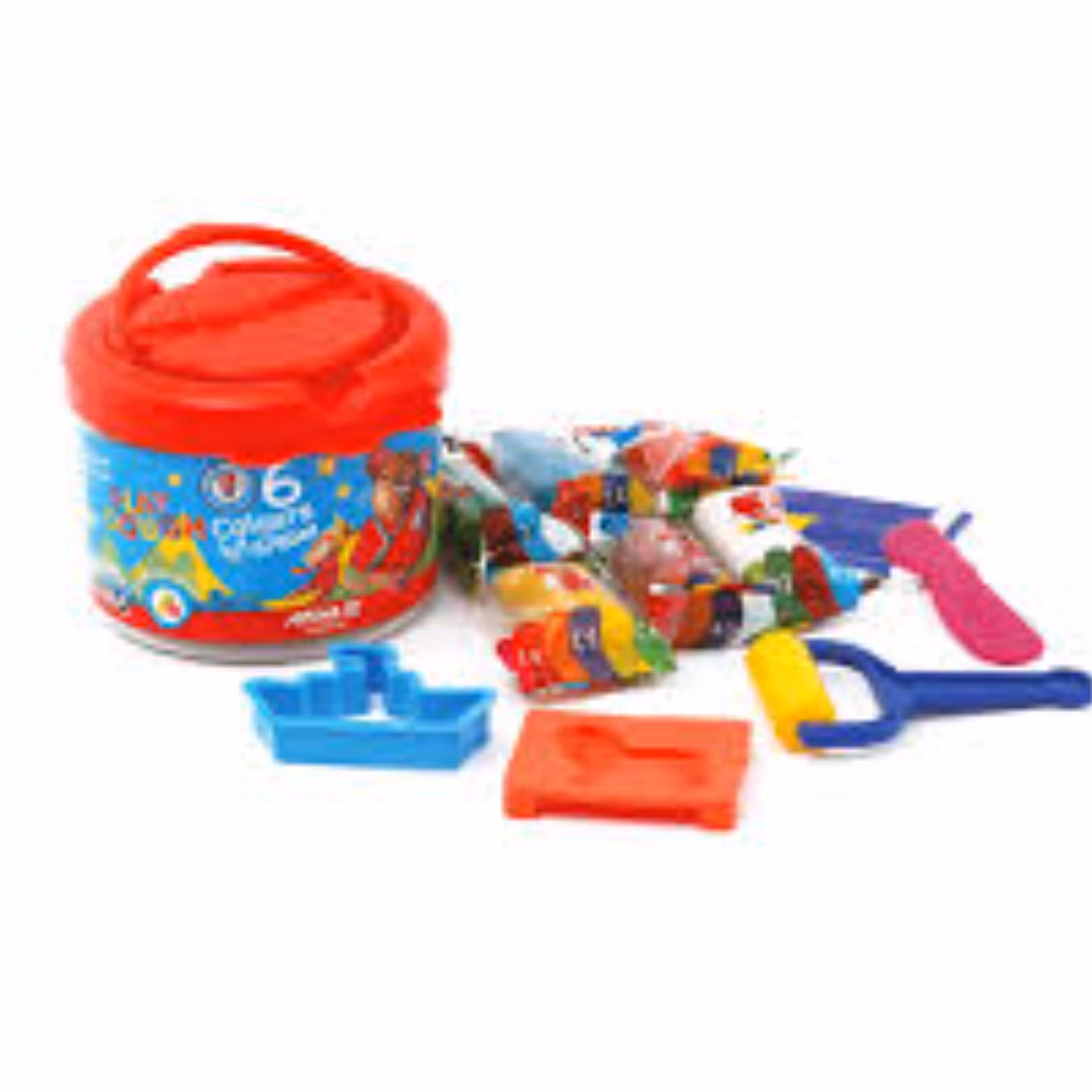 خمیر سطلی شش رنگ آریا همراه با شابلون و وسایل جانبی