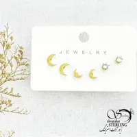 گوشواره سه تایی طرح ماه مارک استیل کد 14509