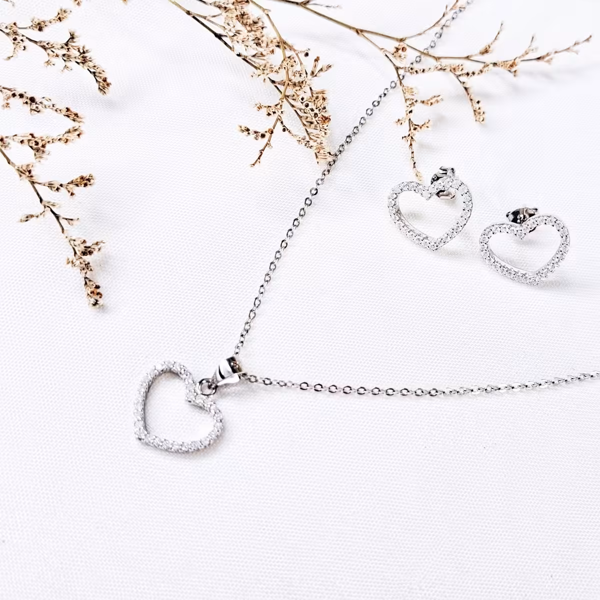 نیمست قلبی نقره عیار 925 ایتالیایی کد 10607