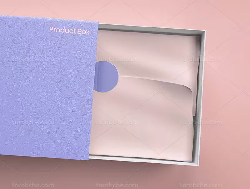 موکاپ PSD جعبه از زاویه بالا | گرافیک با طعم تربچه