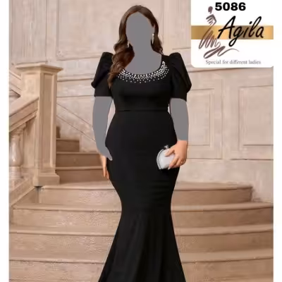 پیراهن زنانه کرپ مدل مرواریدی سایز بزرگ